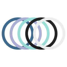 A25011600ux0611 Uxcell Magnetic Sticker Ring 5pcs - Black White Cyan Purple Dark Blue