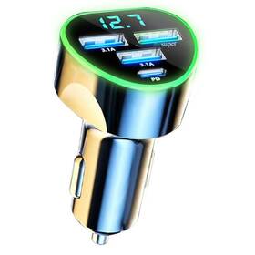 Wgs-g52 Uyuxio Multi Port Usb C Car Phone Charger Adapter 4 In 1 With Voltage Display Super
