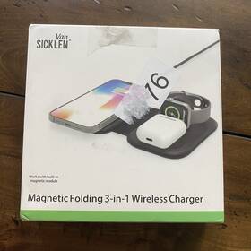 Ztwc044 Van Sicklen Magnetic Folding 3-in-1 Wireless Charger - Black
