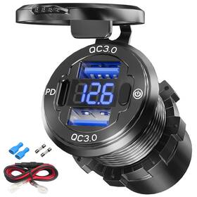 Dualpdqc3k Vanone 12v Usb Outlet Aluminum Alloy Dual 18w Qc3.0 Ports And 36w Pd Charging Por