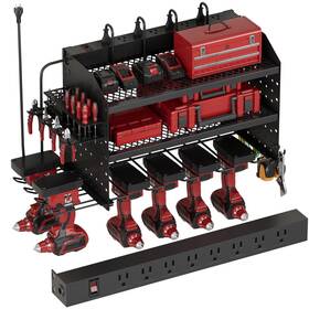 Ptowmmo2 Vdevy Power Tool Organizer Wall Mount With Charging Station 8 Outlet Heavy Duty Me