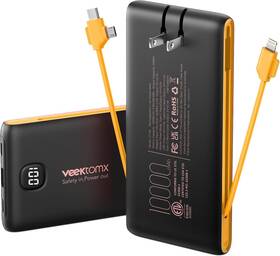 Veektomx 198715782660 Portable Charger Power Bank Built In Cables And Wall Plug 10000mah Iphone Ba