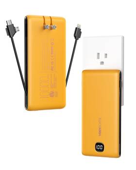 Veektomx 198715999600 Portable Charger Power Bank Built In Cables And Wall Plug 10000mah Iphone Ba