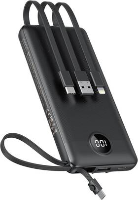 Vt101 Veektomx Portable Charger With Built-in Cables 10000mah Power Bank For Iphon