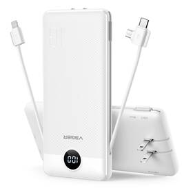 Veger 970453555690 Portable Charger For Iphone Built In Cables And Wall Plug 10000mah Slim Fast
