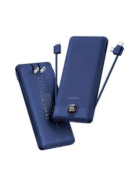 Veger 970453559162 Portable Charger With Builtin Ac Plug And Cables All In One 10000mah U