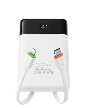 22.5w Veger 977525751509 Portable Charger Ultra Slim Fast Charging With Built In Cable F