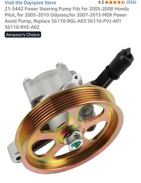 21-5442 Veiculos 679944352942 Power Steering Pump With Pulley For 2003-13 Honda Odyssey Acura Mdx Pilot