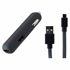 504869 Ventev Dashport R2240 Dual Port Car Charger With 3.3ft Micro-usb Cable - Gray