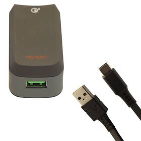 583386 Ventev 3.0a Wall Charger With Usb Type C Cable For Google Pixel 2 3 Xl - Gray