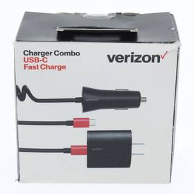Verizon 097738606215 Charger Combo Usb-c Fast Charges Car And Wall Charging