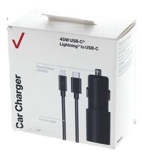 Verizon 097738608561 Car Charger 45w With Usbc Cable For Iphone
