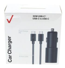 Verizon 097738608745 Car Charger 30w With 6 Ft Usb-c To Cable New