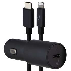 Verizon 097738608752 6ft Vehicle Charger 45w With Usb-c To 8-pin Cable - Black