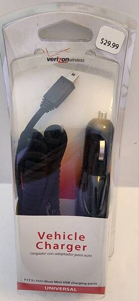 31-0965-01-vw Verizon Car Charger Fits Most Mini-usb Ports Universal Cell Phone Nip