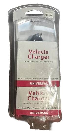 Verizon 601290430883 Universal Cell Phone Vehicle Car Charger With Mini-usb Port New In Box