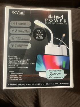 Vibe 888255280480 Essential Wireless Charging Stand 4- In- 1 Power Organizer Bundle