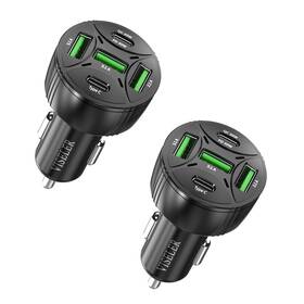 Viseler 784848345805 Usb C Car Charger Adapter Pd 3.0 5 Qc Phone Black-2pcs