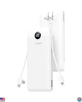 Ve01 Visit The Veger Store 10000mah Slim Portable Charger With Built-in Cables Fast Charging Power Bank
