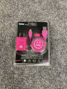 Vivitar 681066415498 Power Pink Wall Charger And 6ft Micro Usb Cable V11588-pink New