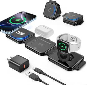 Z12-1 Voice-tank 3 In 1 Charging Station For Applee Devices 20w Foldable Mag-safe Charger Black
