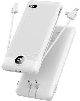 Vrurc 008678158337 Portable Charger Built-in Cables And Ac Wall Plug Power Bank 10000mah