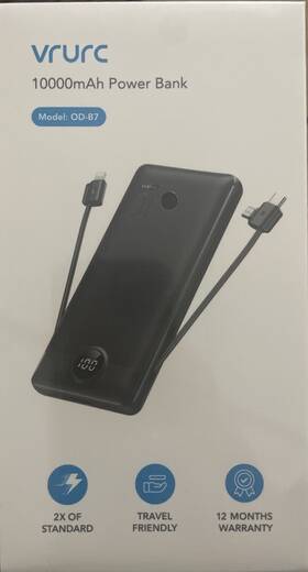 Od-b7 Vrurc Portable Cell Phone Charger 10000mah Usb C Power Bank Built In Cables New