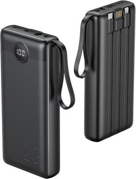 T2047q Vrurc Portable Charger 20000mah Built-in Cable Fast Charging Power Black