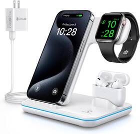 Waitiee 757277826009 Wireless 3 In 1 15w Fast Charging Station For Apple - Scratch And Dent