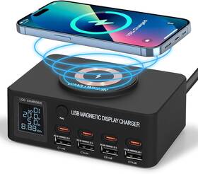 Wlx-818dp Wanlongxin 100w 8-port Multiple Usb Charger Station Fast Charging For Ink Black