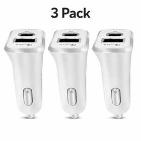 Warner 812934026267 3-pack 2-port Fast Charging Car Charger Usb-a And Usb-c Pd Charge
