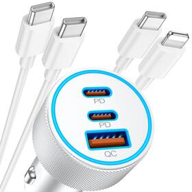 2co3p Widaquo R-c67/2co3p 3 In 1 Iphone Car Charger Fast Charging 3-port 67w Dual Usb C And A Cha