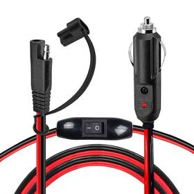 999udyq024br Wioukeva 15ft Cigarette Lighter Sae Cable With Switch 12v 15a Plug