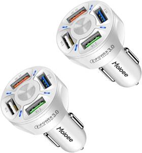 Wiredco 4portusbqclighter Charger1 2x 4 Ports Qc 3.0 And Usb Type C Fast Quick Car Charger Lighter Adapter Led 7a 20w
