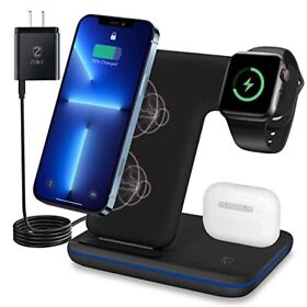Wireless Charging Station Zhike 3 In 1 Fast Dock For Iwatch 7/se/6/5