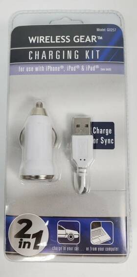 G0257 Wireless Gear 680988102578 2 In 1 Charging Kit Iphone Ipod Ipad Model Car Charger
