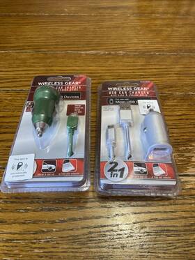 G0282 Wireless Gear Dual Usb Car Charger With Sync And Charge Cable - Green A Silver