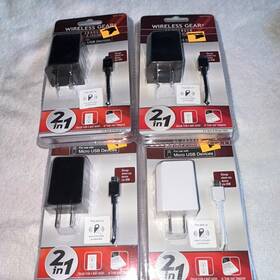 Wireless Gear G0286 4 4x 2-in-1 Wall Charger With 3ft Micro-usb Sync Cable