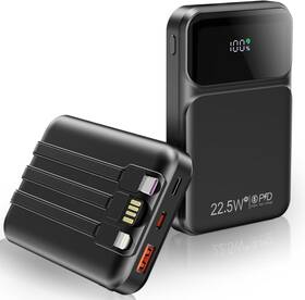 22.5w Wixli Rh28a 10000mah Portable Charger With Built-in Cable Pd Fast Charging Black