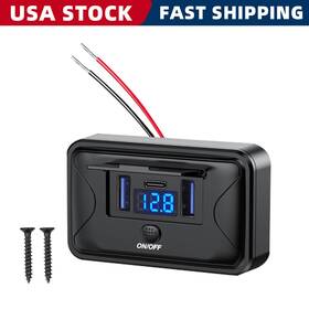 Gsg2024-a14 Wleto 12-24v Panel Wall Mount Fast Car Usb Charger Adapter Led Voltmeter On/off Switch