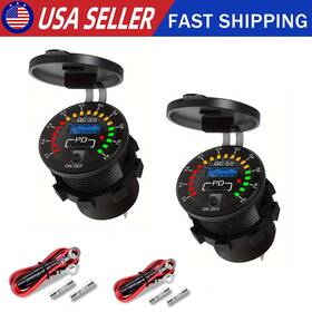 Wlt-pc26 Wleto Wnnbtovn 12v Type-c Dual Usb Fast Car Charger Socket Power Outlet Led Voltmeter