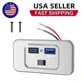 Wlt-pr4 Wnnbtovn Type C Dual Usb Port Car Fast Charger Socket Led Voltmeter Power Outlet