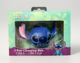 Worldwide Sales 810187382215 New Disney Stitch Head 3d Figural 3-port Charging Hub 2 Usb-a / 1 Usb-c