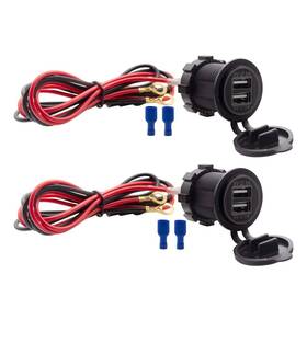Wymect 761272198085 Waterproof Dual Usb Charger Socket With 12v/24v 2.1a Blue Led For Mobile Use