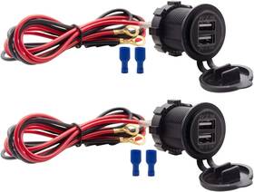 Wymect Xzt815-blue-2pc Dual Usb Charger Socket Waterproof Power Outlet 12v/24v 2.1a And For Car Boat