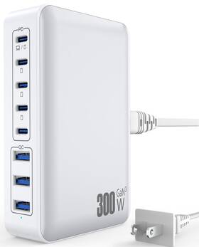 300w Xcly Stars 199284927452 Usb C Charger Block Charging Station - Fast Gan 8-port Multiple Char