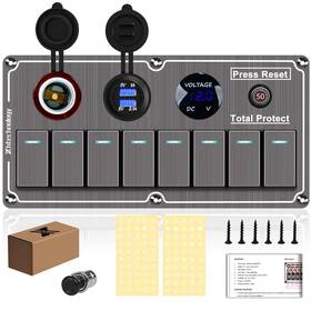 Js-n1f8-grey Xhtechnology Marine Rocker Switch Panel Aluminum For Boat Waterproof 8 Gang T