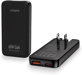 Xsufr 744110559514 65w Flat Usb C Wall Charger Folding Travel Dual Port