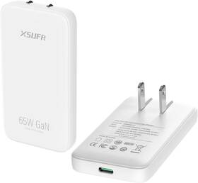 Fr065w-1c Xsufr 65w Flat Usb C Wall Charger Folding Travel Dual Port Gan White-1c