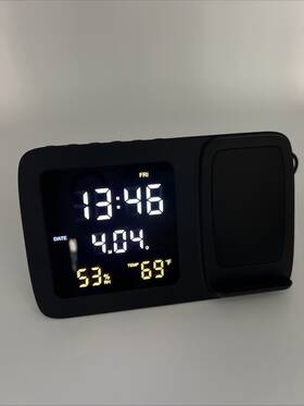 Qc1300 Xtomax Wireless Charging Phone Stand Digital Alarm Clock And Temperature Humidity Dspl